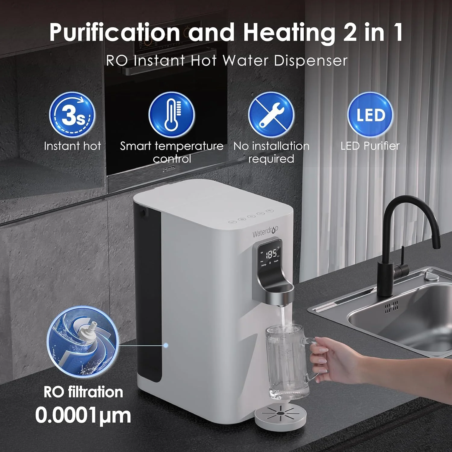 Waterdrop K19-H-Instant Hot Countertop RO System - Image 3