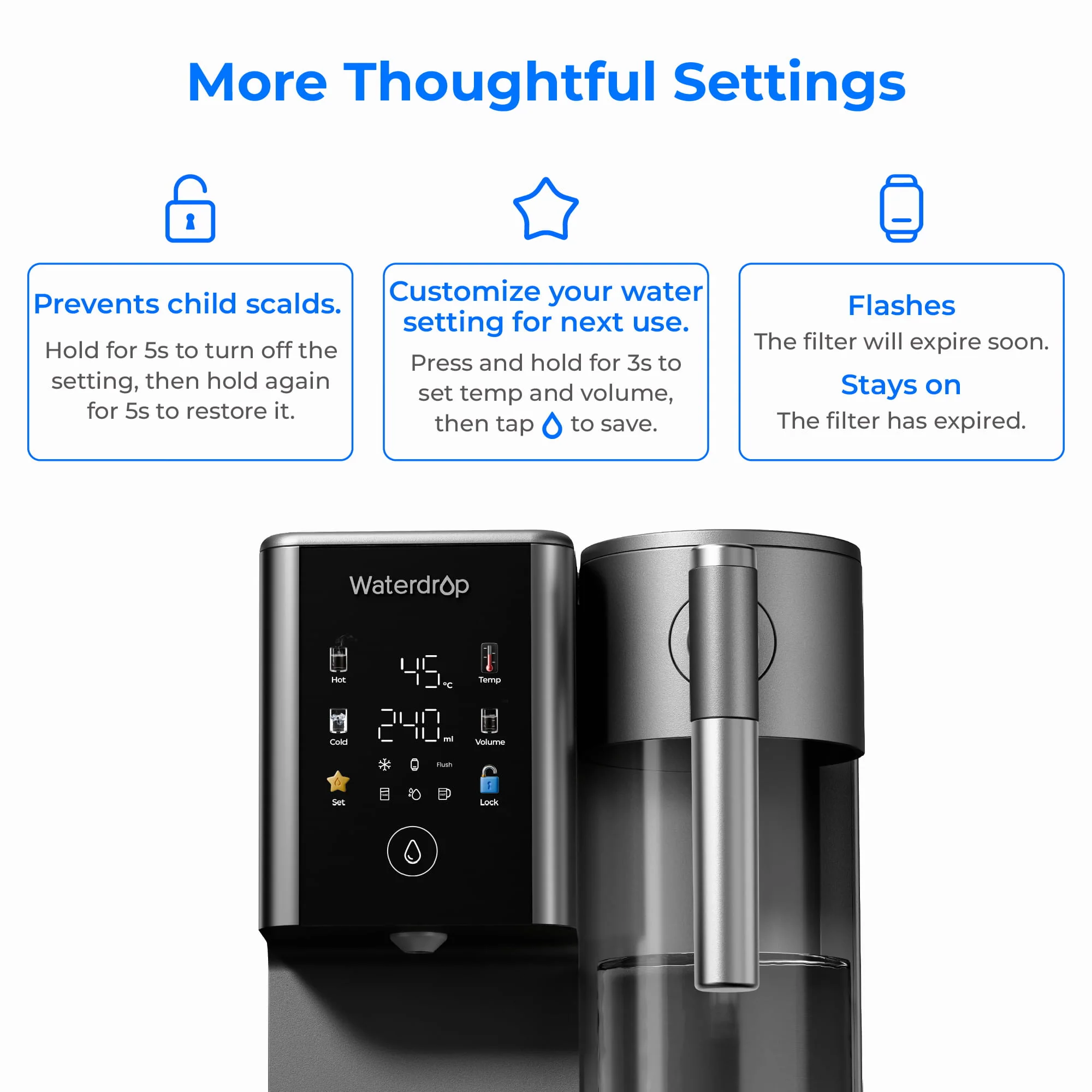 Waterdrop Remineralization Hot Cold RO Water Dispenser,  A2G - Image 8