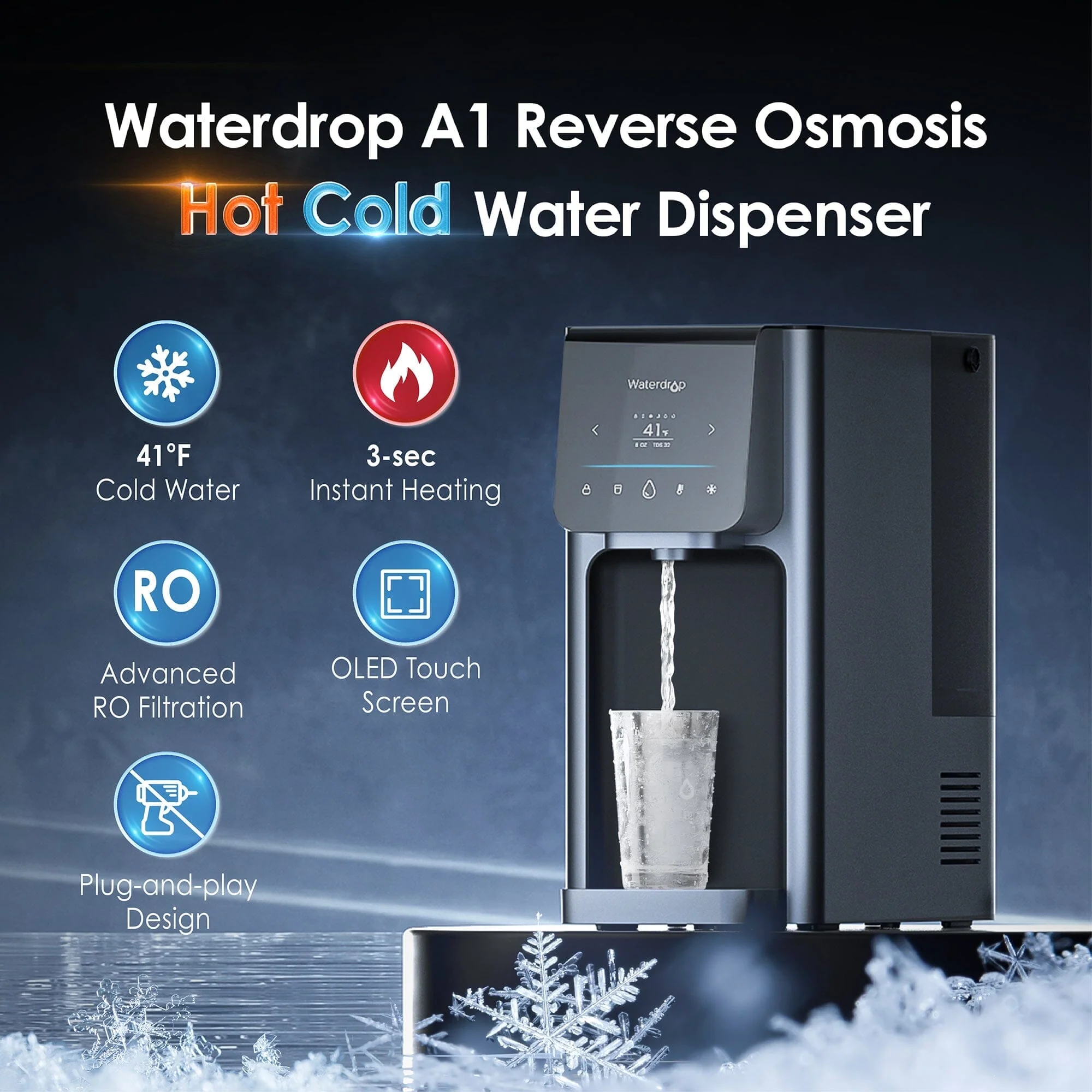 Waterdrop A1 Reverse Osmosis Hot Cold Water Dispenser with BFC2 - Image 3