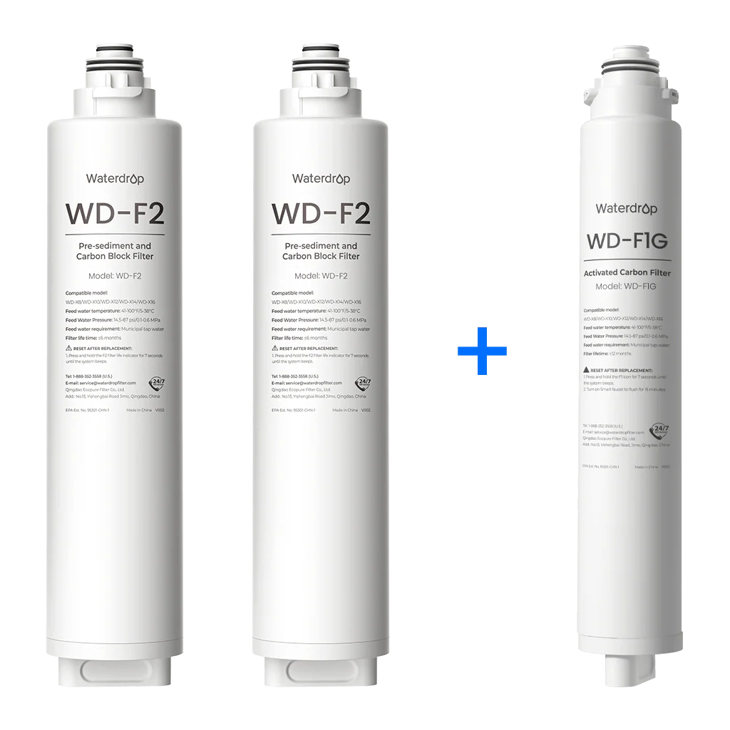 Waterdrop X8 RO System Replacement Filter Combo Set - 800GPD