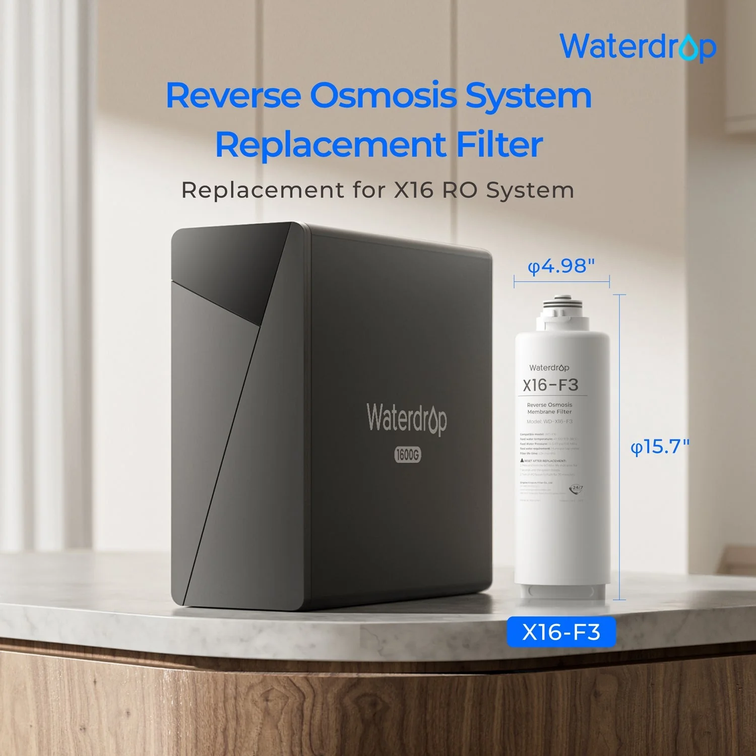 X16-F3 Filter for Waterdrop X16 Reverse Osmosis System | 1600 GPD - Image 2