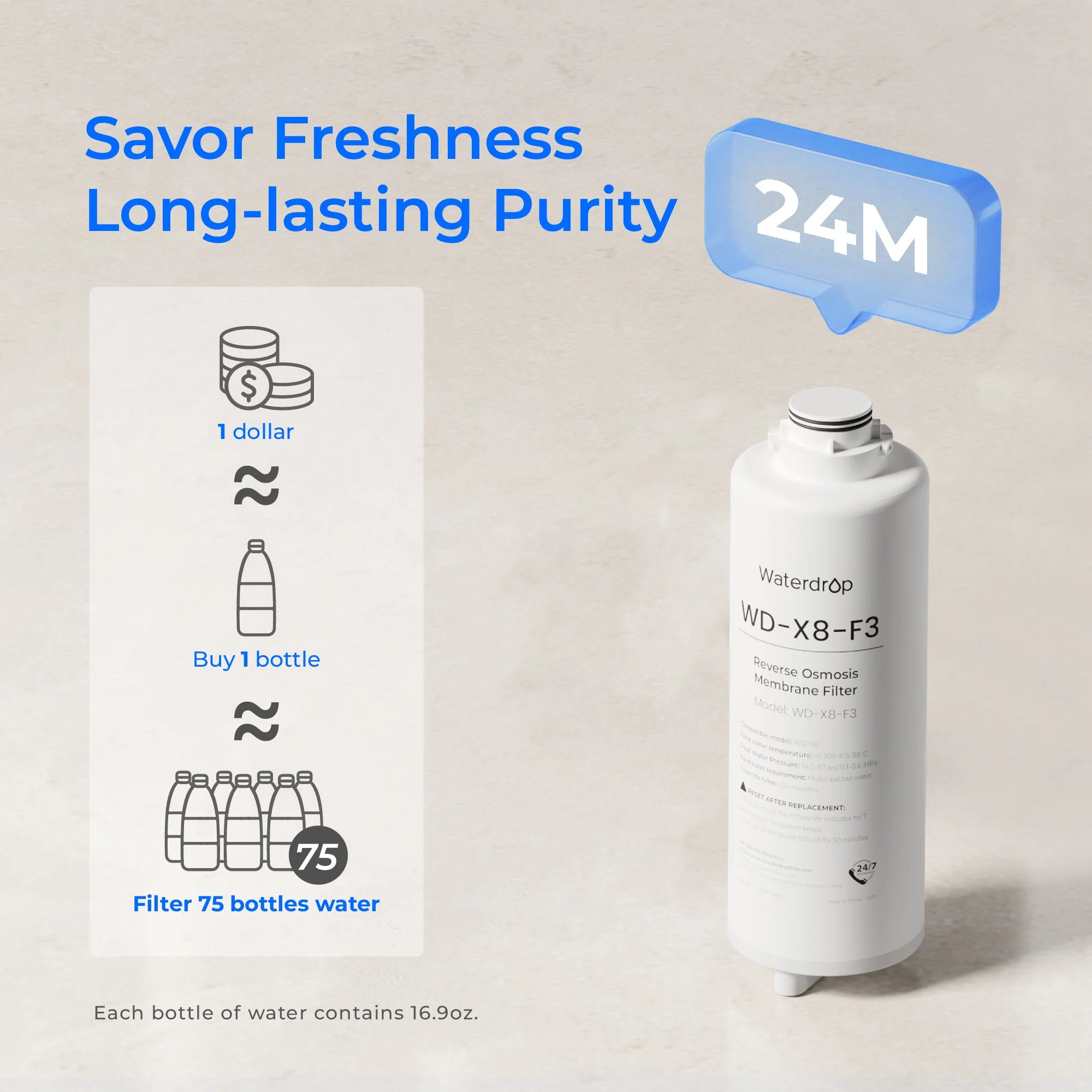 X8-F3 Filter for Waterdrop X8 Reverse Osmosis System | 800 GPD - Image 8